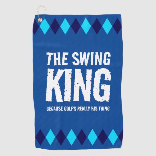 Blue Argyle De Swing King Golfhanddoek (Voorkant)
