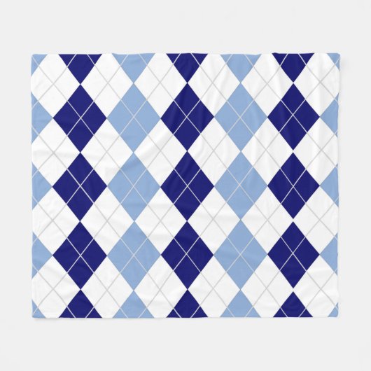 Blue Argyle Medium Fleece Blanket (Voorkant (Horizontaal))