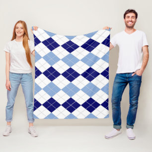 Blue Argyle Medium Fleece Blanket Deken
