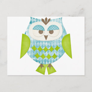 Blue Argyle Owl Briefkaart