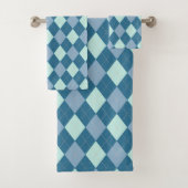 Blue Argyle  Pattern Bad Handdoek (Insitu)