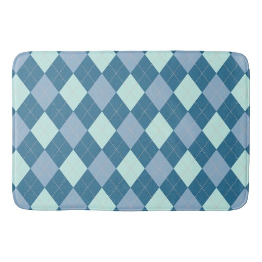 Blue Argyle  Pattern Badmat (Voorkant)