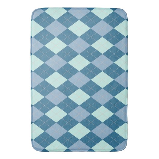 Blue Argyle  Pattern Badmat (Voorkant Verticaal)