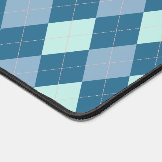 Blue Argyle  Pattern Bureaumat (Hoek)