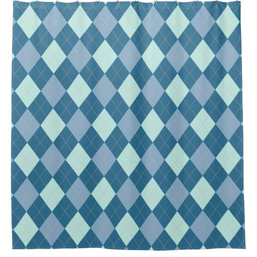 Blue Argyle  Pattern Douchegordijn (Voorkant)
