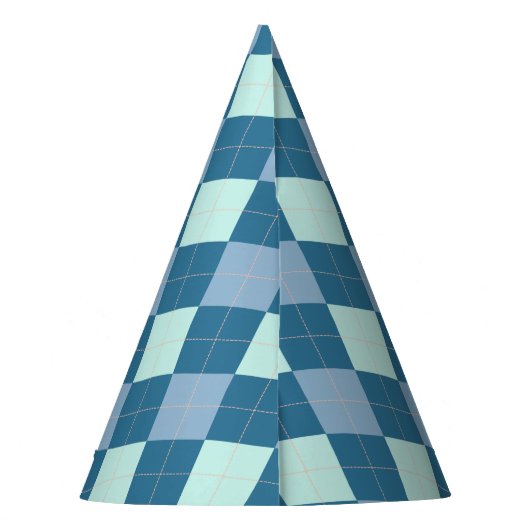 Blue Argyle Pattern Feesthoedjes (Achterkant)