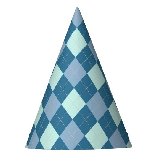 Blue Argyle  Pattern Feesthoedjes (Voorkant)