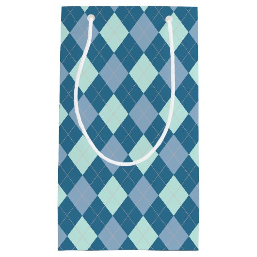 Blue Argyle Pattern Klein Cadeauzakje (Voorkant)