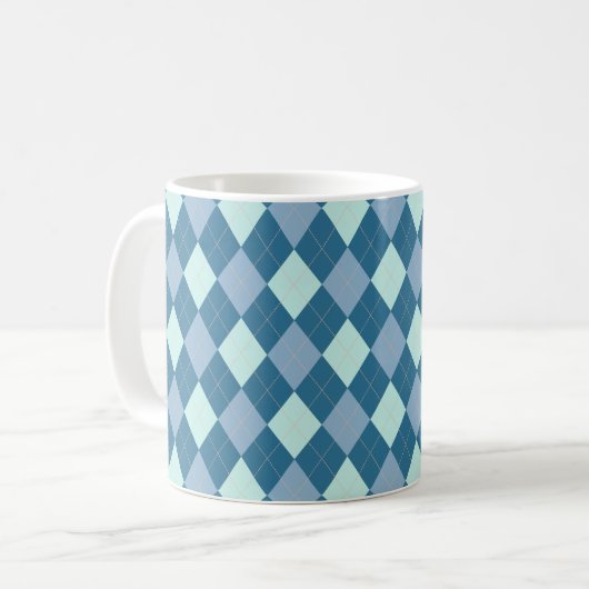 Blue Argyle  Pattern Koffiemok (Voorkant links)