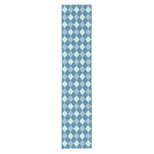 Blue Argyle  Pattern Korte Tafelloper (Voorkant)