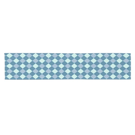 Blue Argyle  Pattern Korte Tafelloper (Horizontaal)