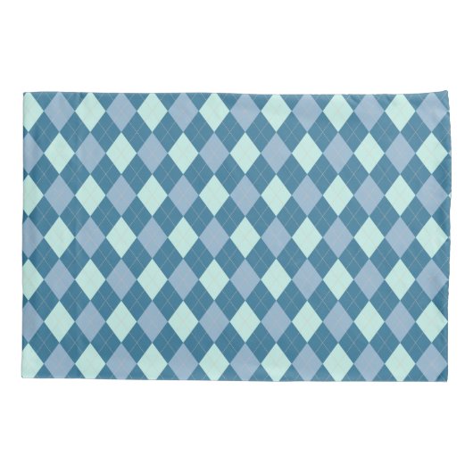 Blue Argyle  Pattern Kussensloop (Achterkant-Links)