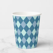 Blue Argyle  Pattern Papieren Bekers (Achterkant)