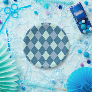 Blue Argyle  Pattern Papieren Bordje