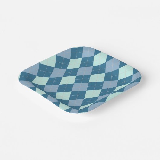 Blue Argyle  Pattern Papieren Bordje (Gebogen)