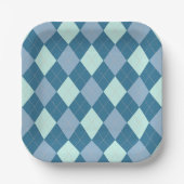 Blue Argyle  Pattern Papieren Bordje (Voorkant)