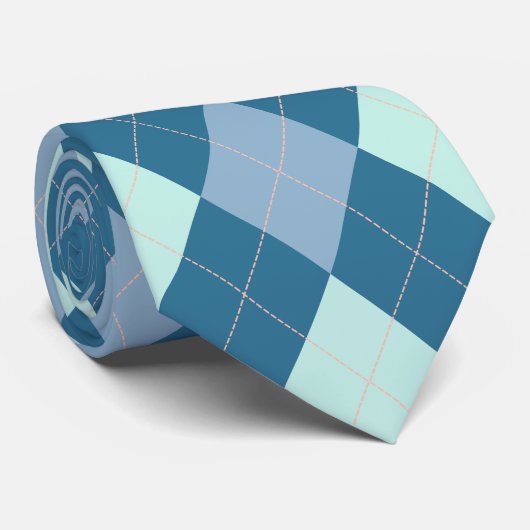 Blue Argyle  Pattern Stropdas (Opgerold)