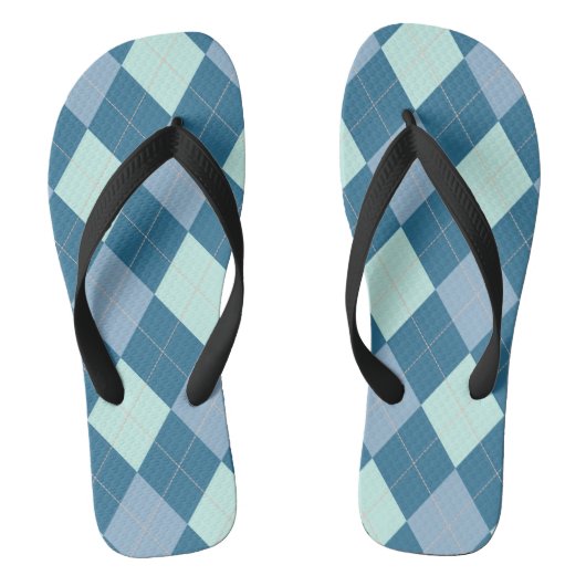 Blue Argyle  Pattern Teenslippers (Voetbed)