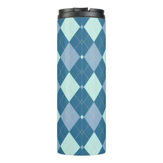 Blue Argyle  Pattern Thermosbeker (Achterkant)