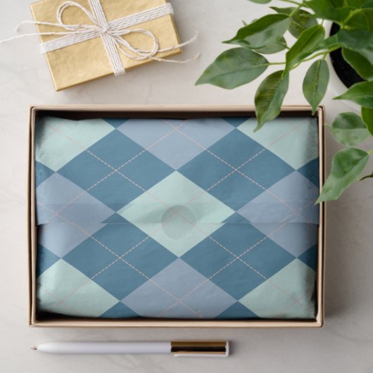 Blue Argyle  Pattern Tissuepapier (Geschenk)