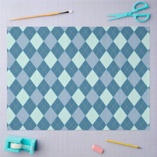 Blue Argyle  Pattern Tissuepapier (Craft)