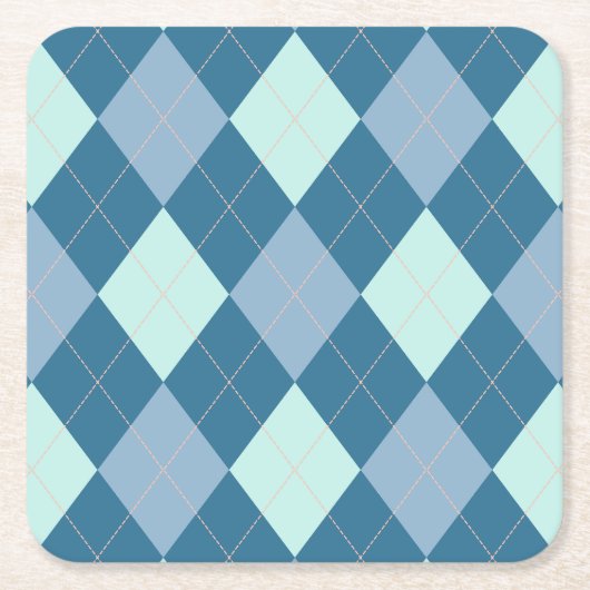 Blue Argyle  Pattern Vierkante Kartonnen Onderzetter (Voorkant)