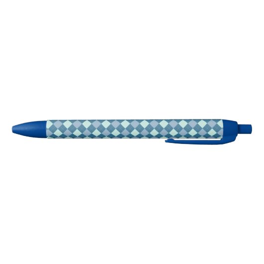 Blue Argyle Pattern Zwarte Inkt Pen (Bodem)