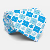Blue Argyle Paw Print Patroon Stropdas (Opgerold)