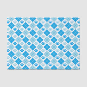 Blue Argyle Paw Print Patroon Tissuepapier