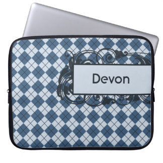 Blue Argyle persoonlijke laptoptas van 15 inch Laptop Sleeve
