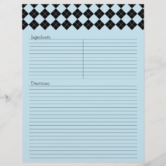 Blue Argyle Recipe Letterhead (Voorkant)
