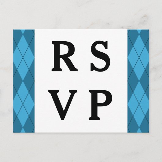 Blue Argyle Wedding Response Briefkaart (Voorkant)