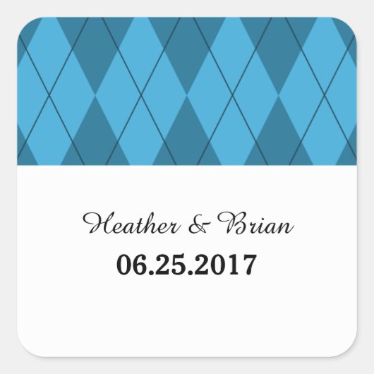 Blue Argyle Wedding Stickers (Voorkant)