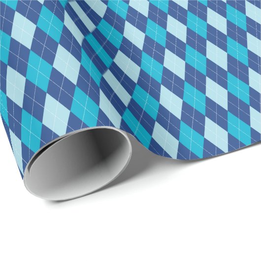 Blue Argyle Wrapping Paper Cadeaupapier (Rol Hoek)