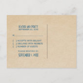 Blue Art Deco Border RSVP Briefkaart (Achterkant)