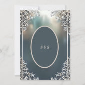 Blue Art Deco  lijst bruiloft uitnodigen (Achterkant)