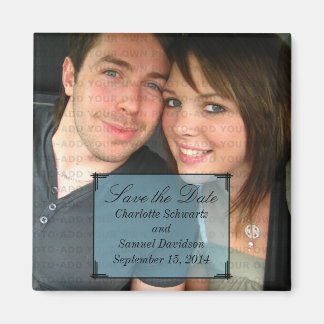 Blue Art Deco Lijst Save the Date Magnet Magneet