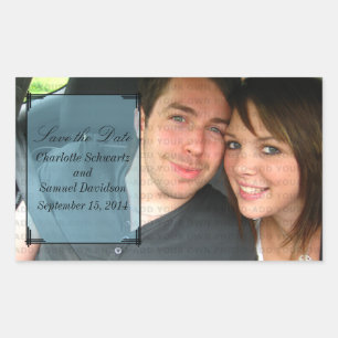Blue Art Deco Lijst Save the Date Stickers
