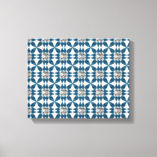 Blue Art Deco Patroon Canvas Afdruk