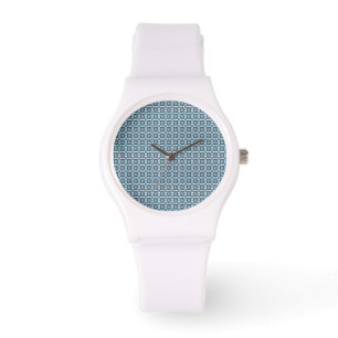 Blue Art Deco Patroon Horloge