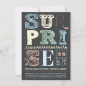 Blue Art Deco Surprise Party Invitation d'annivers (Devant)