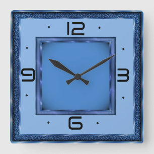 Blue Art Deco Vierkante Klok