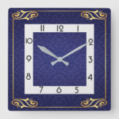 Blue art deco vierkante klok (Voorkant)