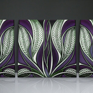 Blue Art Nouveau Geïnspireerd Klassiek Bloemen Geo Tegeltje