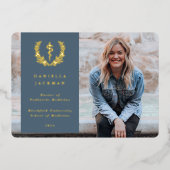 Blue Asclepius Médicale Graduation Faire-part (Recto)