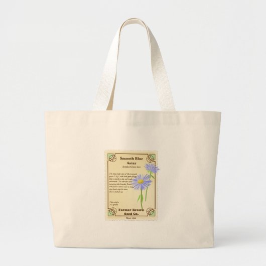 Blue Aster Seed Packet Grote Tote Bag (Voorkant)