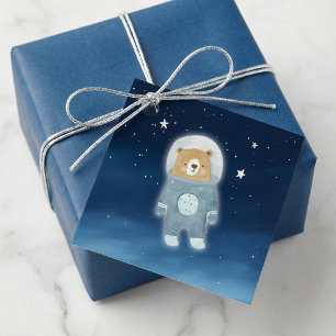 Blue Astronaut Beer Space Baby shower Favoriet Tag Bedankjes Labels