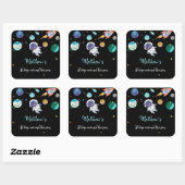 Blue Astronaut Buitenspace First Birthday Vierkante Sticker (Vel)