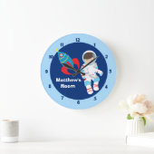Blue Astronaut Spaceship Kinder Grote Klok (Huis)