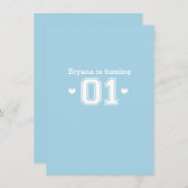 Blue Athletic 01 1er Anniversaire Invitation douch (Devant / Derrière)